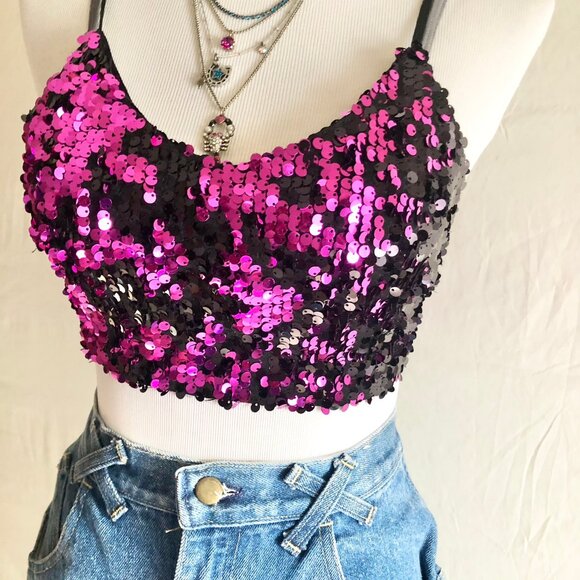 Pink Sequin Crop Top - Picture 5 of 7